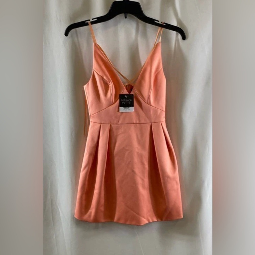 12. NWT Topshop Womens Coral Sleeveless Cross Front V-Neck Mini Dress Size 0